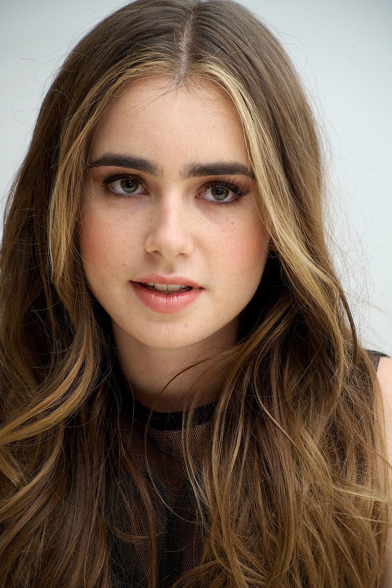 Lily Collins, actress, celebrity, women, portrait display, eyebrows, dyed hair, long eyelashes, HD phone wallpaper