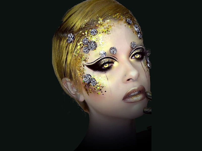 Golden Pixie, lovely halloween gals, color on black, women are special, masking you to join, facing beauty, female trendsetters, bootiful paint masks, album, Love Hair Styles, HD wallpaper