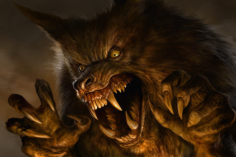 Werewolf, fantasy, halloween, chris scalf, scary, HD wallpaper