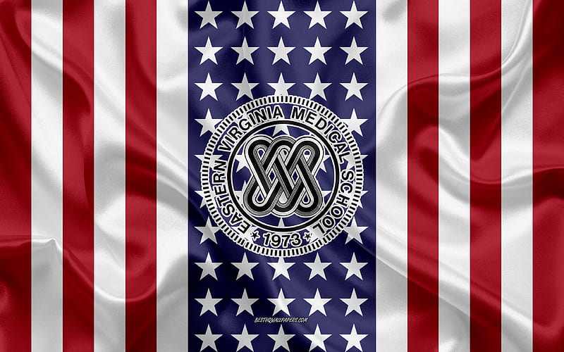 Eastern Virginia Medical School Emblem, American Flag, Eastern Virginia Medical School logo, Norfolk, Virginia, USA, Eastern Virginia Medical School, HD wallpaper