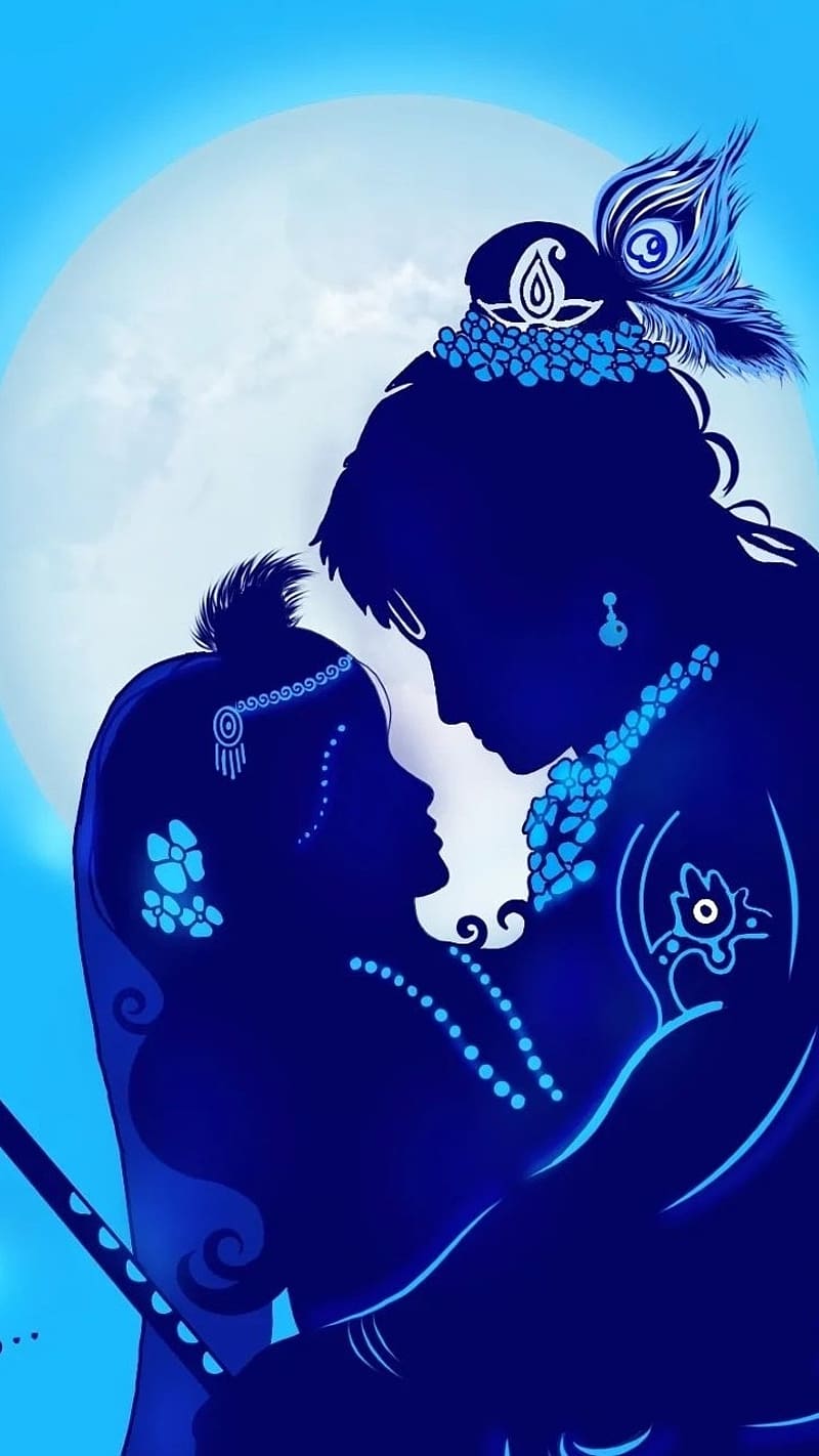 Shri Krishna Radha, krishna radha with blue shade lord krishna radha, krishna radha, blue shade, lord, god, HD phone wallpaper
