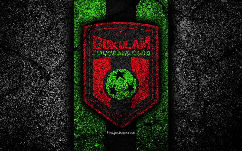Gokulam FC, emblem, I-League, soccer, India, football club, Gokulam, logo, asphalt texture, FC Gokulam, HD wallpaper