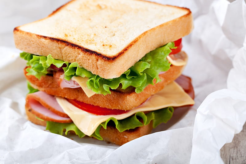 Sandwich, delicious, food, ham, toast, bread, salad, HD wallpaper