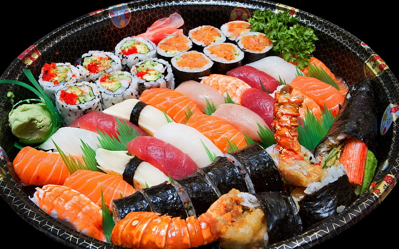 sushi, japanese cuisine, asian food, Food, HD wallpaper