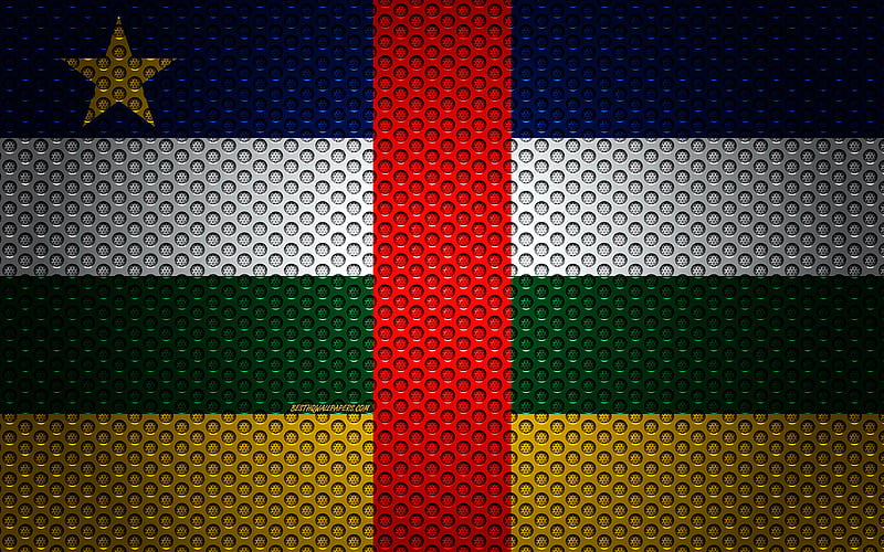 Flag of Central African Republic creative art, metal mesh texture, Central African Republic flag, national symbol, Central African Republic, Africa, flags of African countries, HD wallpaper