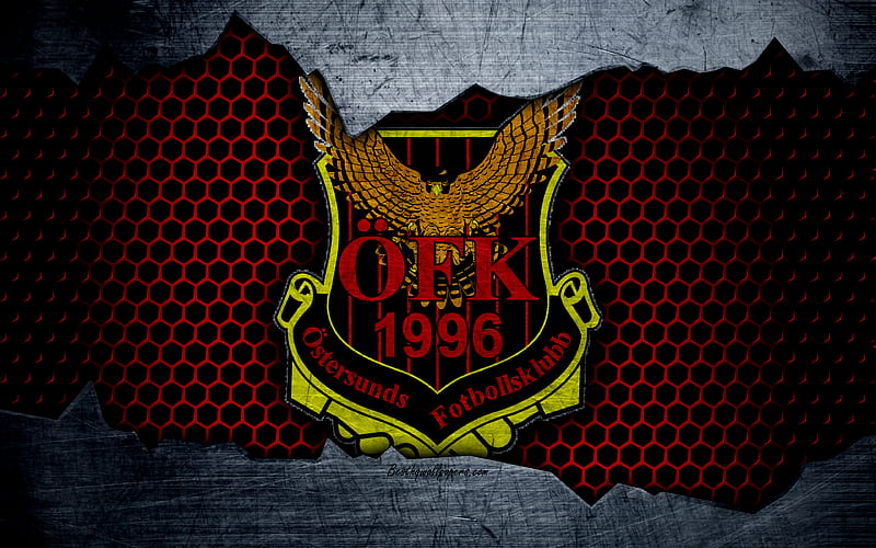 Ostersunds logo, Allsvenskan, soccer, football club, Sweden, grunge, metal texture, Ostersunds FC, HD wallpaper