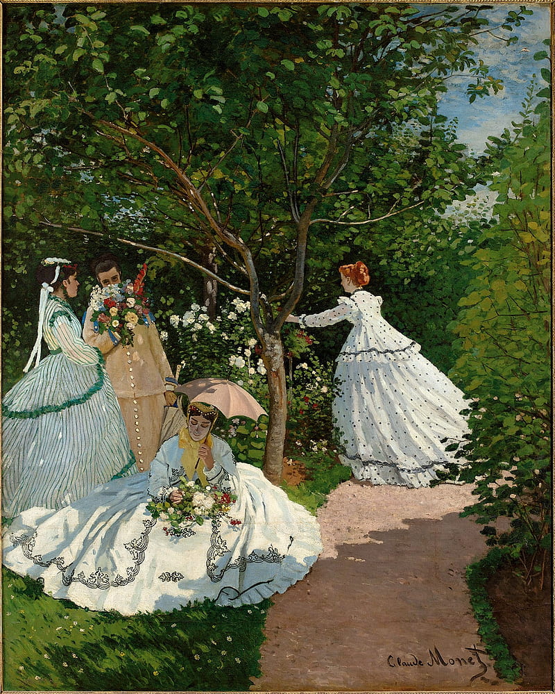 oil painting, artwork, Claude Monet, Femmes au jardin, HD phone wallpaper
