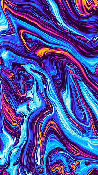 Not This Time, Abstract, Color, Fluid, Geoglyser, Not, Trippy, art, bonito, blue, chromatic, colorful, pink, purple, waves, yellow, HD phone wallpaper