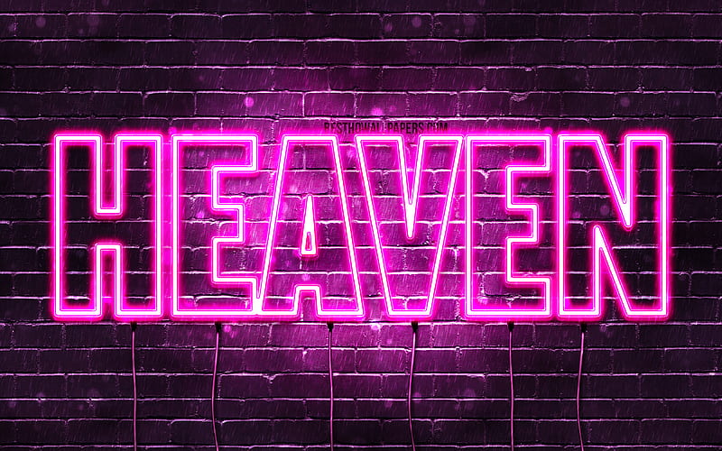 Heaven with names, female names, Heaven name, purple neon lights, horizontal text, with Heaven name, HD wallpaper