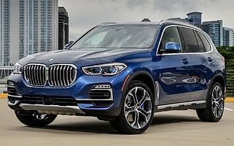 BMW X5, street, 2019 cars, G05, SUVs, blue X5, german cars, BMW, HD wallpaper