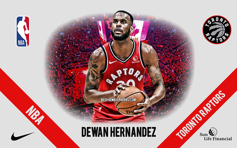 Dewan Hernandez, Toronto Raptors, American Basketball Player, NBA, portrait, USA, basketball, Scotiabank Arena, Toronto Raptors logo, HD wallpaper