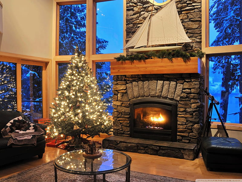 Christmas Fireplace, fireplace, cozy christmas, warm christmas, HD wallpaper