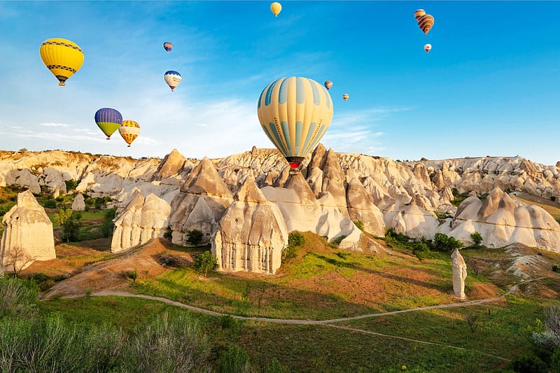 Ballooning in Cappadocia, Turkey, balloons, nature, turkey, mountains, HD wallpaper