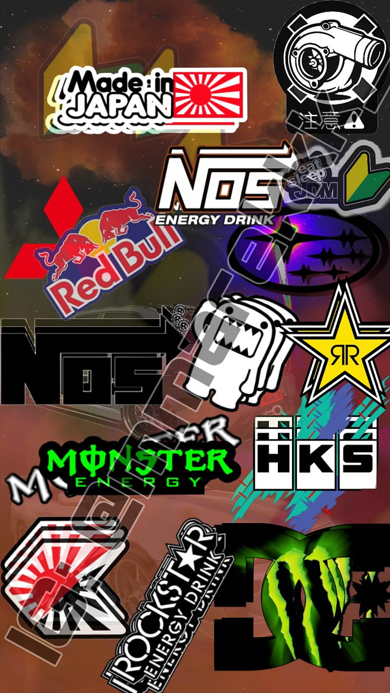 JDM , japan, jpn, monster, monster energy, redbull, rockstar, stick bomb, sticker bomb, vans, HD phone wallpaper