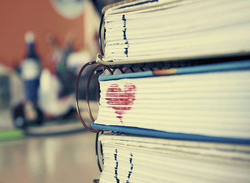 I Love U, books, heart, you, HD wallpaper