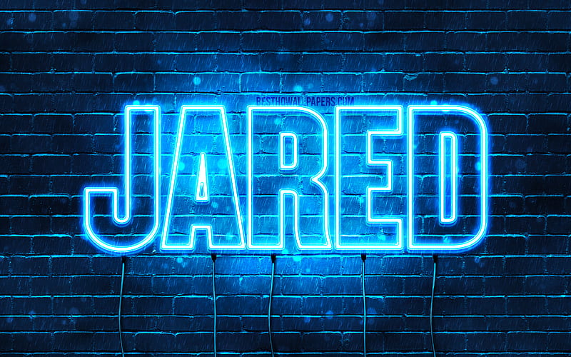 Jared with names, horizontal text, Jared name, blue neon lights, with Jared name, HD wallpaper