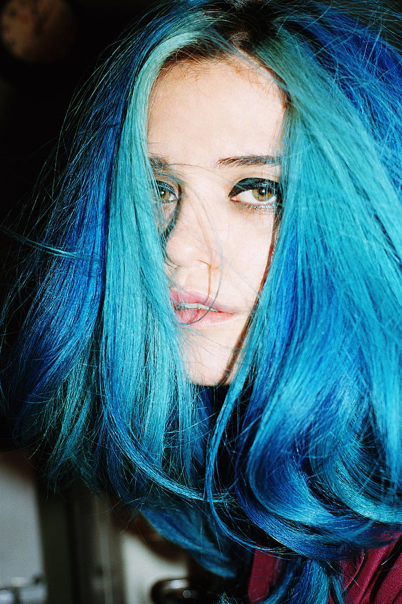 Sky Ferreira, women, singer, actress, blue hair, face, HD phone wallpaper