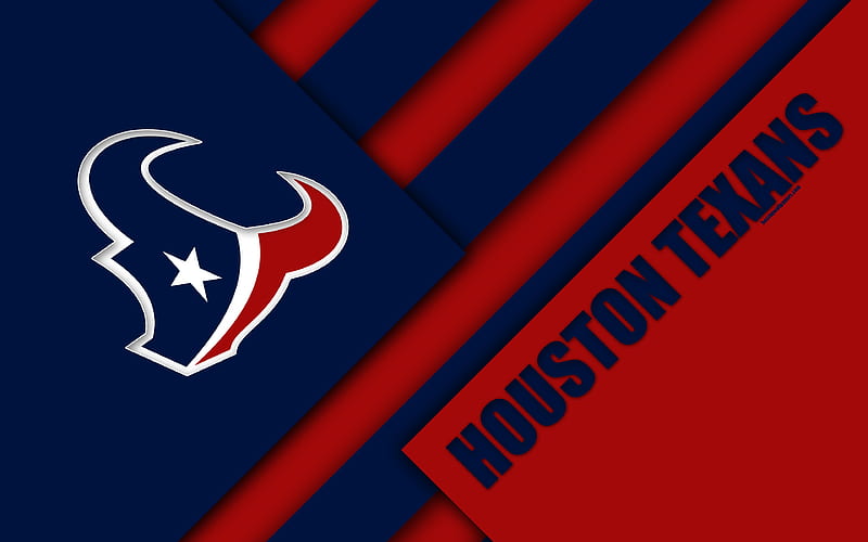 Houston Texans, AFC South logo, NFL, blue red abstraction, material design, American football, Houston, Texas, USA, National Football League, American Football Conference, HD wallpaper