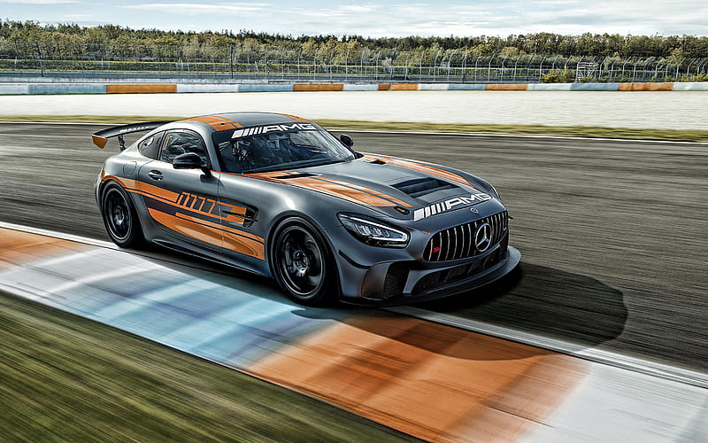2020, Mercedes-Benz AMG GT4, front view, race car, tuning AMG GT4, race track, German sports cars, Mercedes, HD wallpaper
