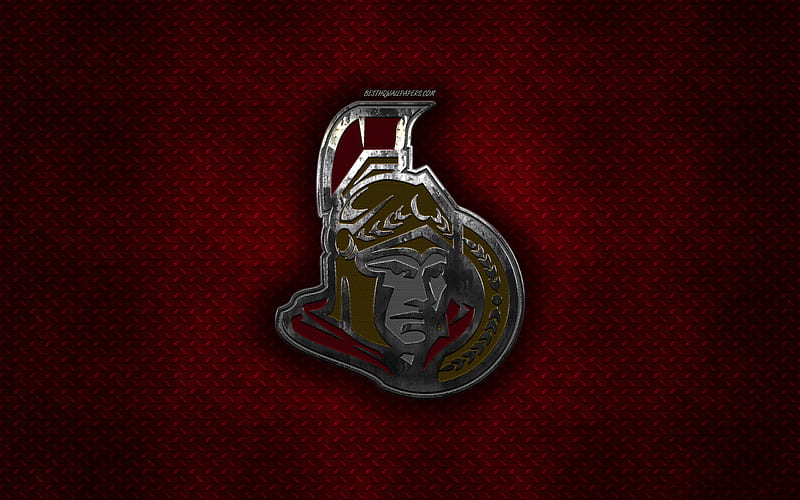 Ottawa Senators, Canadian hockey club, red metal texture, metal logo, emblem, NHL, Ottawa, Ontario, Canada, USA, National Hockey League, creative art, hockey, HD wallpaper