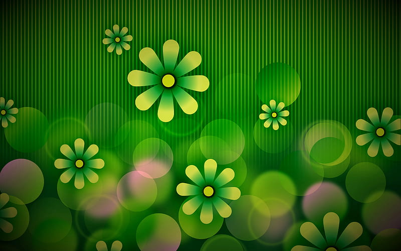 Abstract floral background, green floral background, abstract art, green  abstract flowers, HD wallpaper