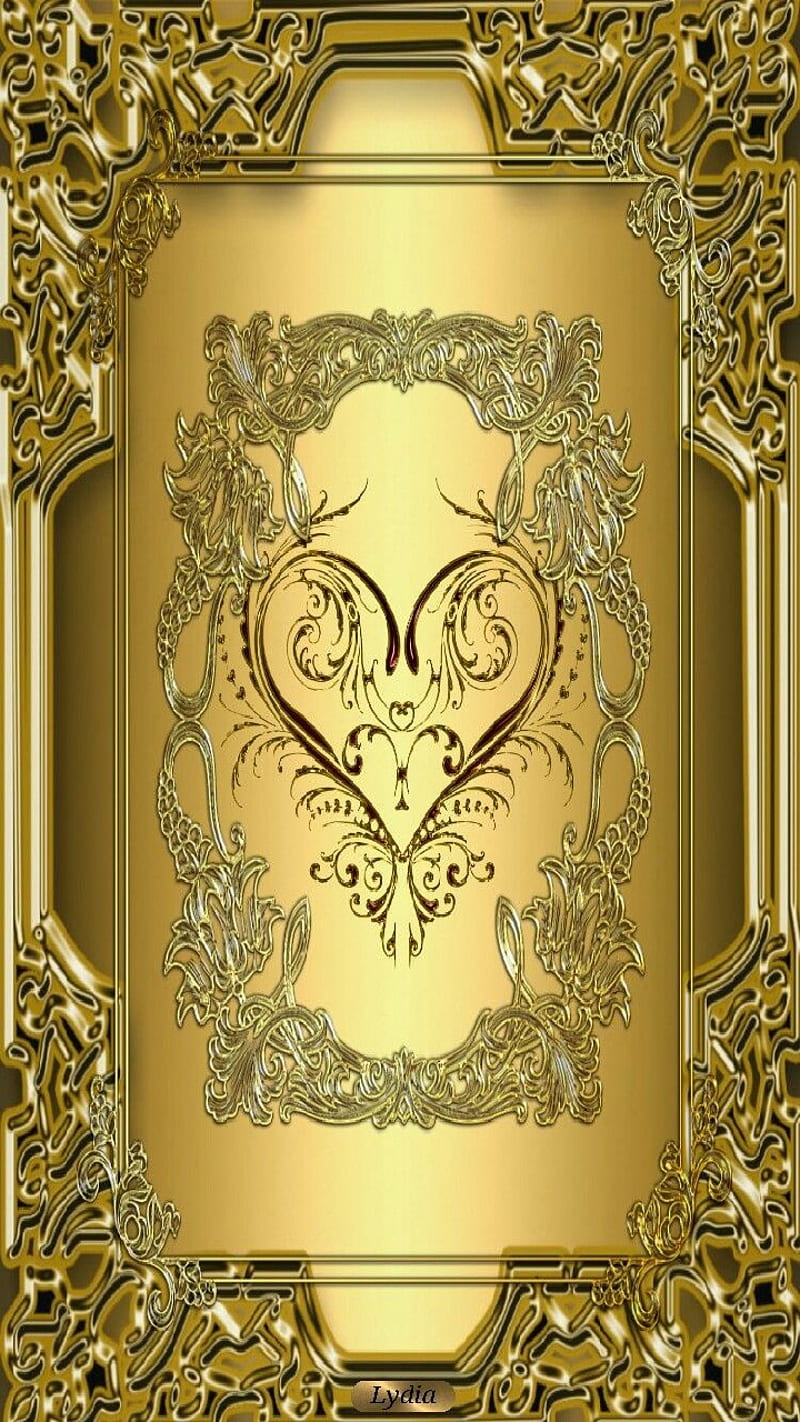 Priceless, abstract, background, expensive, frame, gold, heart, ornate, rich, shiny, wealthy, HD phone wallpaper