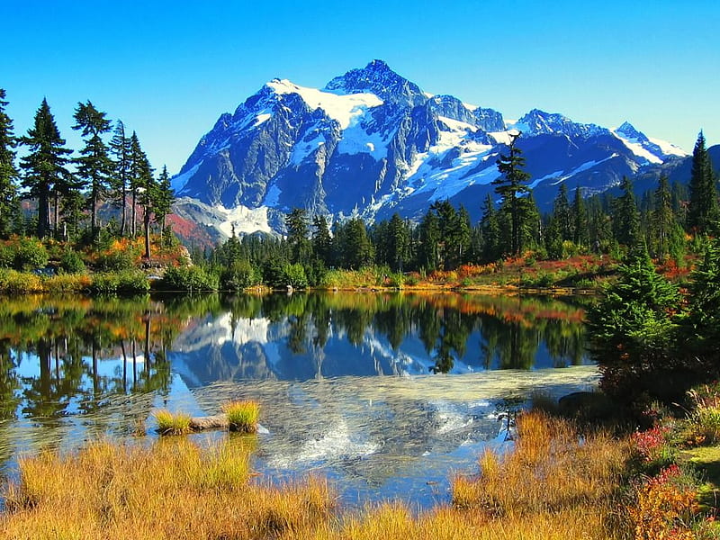 Art Lake, reflexive, nice, mountains, bonito, sky, lake, blue, HD wallpaper