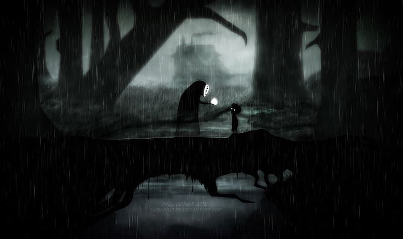Crossover, Video Game, Spirited Away, Limbo (Video Game), No Face (Spirited Away), HD wallpaper