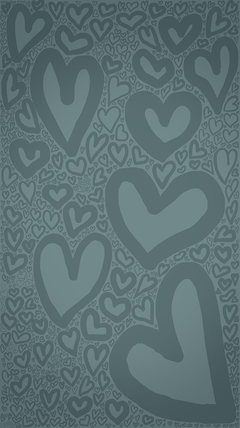 Doodle Hearts, drawing, gris, light blue, love, romance, scribble, valentine, valentines day, HD phone wallpaper