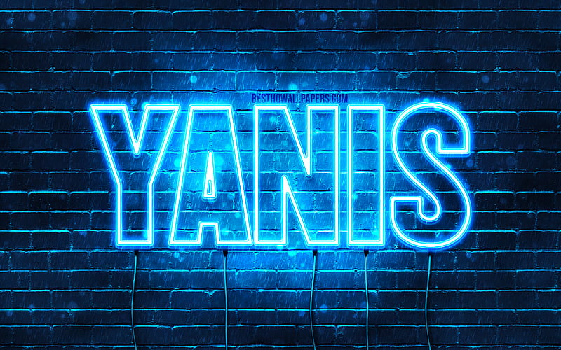 Yanis with names, Yanis name, blue neon lights, Happy Birtay Yanis, popular french male names, with Yanis name, HD wallpaper