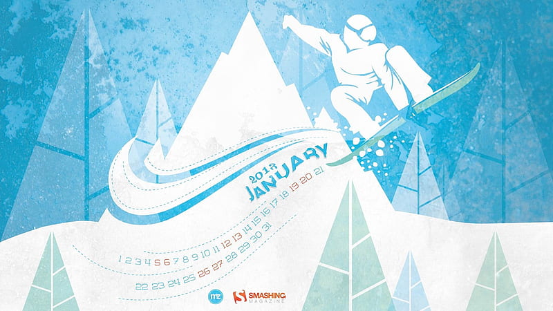 The Season To Snowboard-January 2013 calendar themes, HD wallpaper