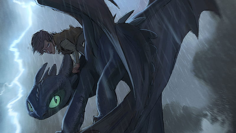 Hiccup And Toothless Digital Art, night-fury, how-to-train-your-dragon, digital-art, HD wallpaper