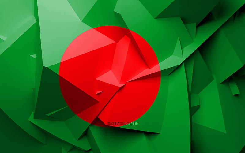 Flag of Bangladesh, geometric art, Asian countries, Bangladesh flag, creative, Bangladesh, Asia, Bangladesh 3D flag, national symbols, HD wallpaper