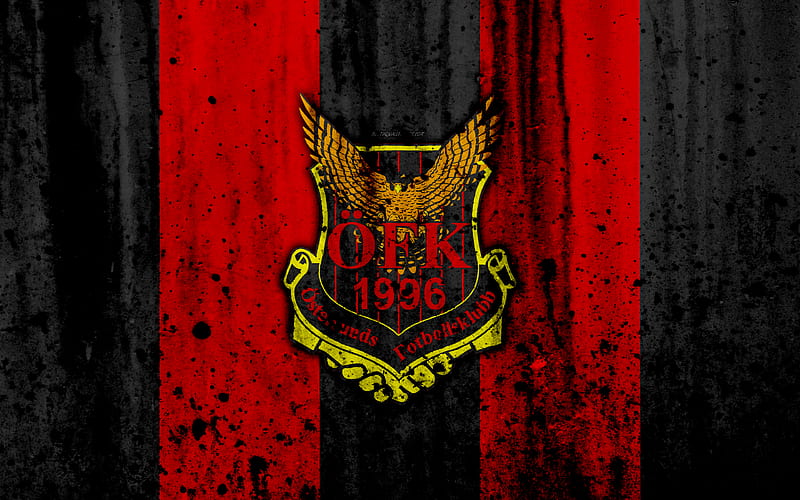 FC Ostersunds, grunge, Allsvenskan, soccer, art, football club, Sweden, Ostersunds, logo, stone texture, Ostersunds FC, HD wallpaper