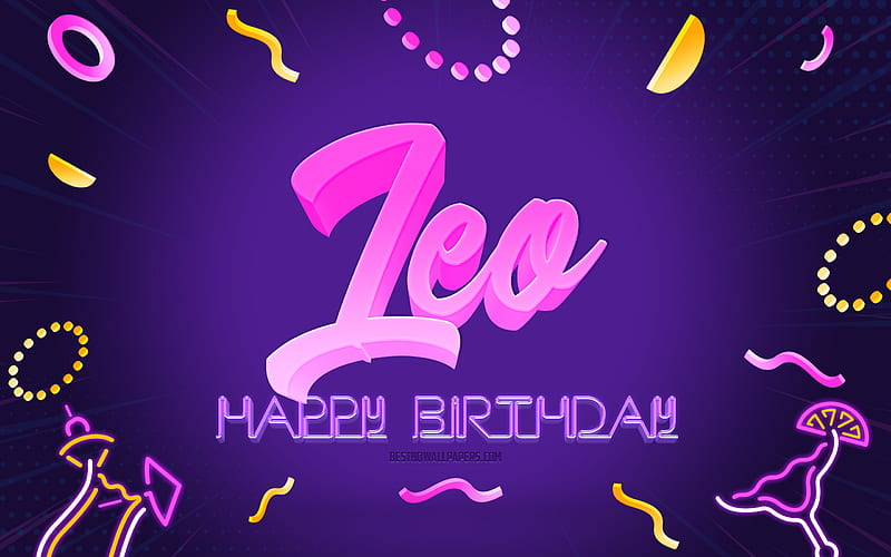 Happy Birtay Leo Purple Party Background, Leo, creative art, Happy Leo birtay, Leo name, Leo Birtay, Birtay Party Background, HD wallpaper