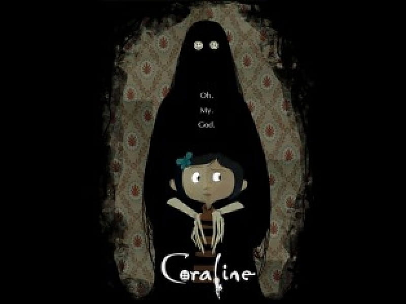 Coraline, animated, 3d, black, henry selick, magical, adventure, HD wallpaper