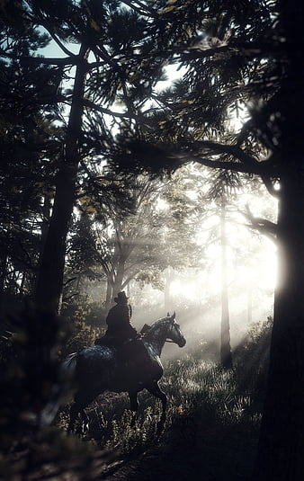 Arthur Morgan With Gun In Background Of Trees Mountain And Sky With Clouds  HD Red Dead Redemption 2 Wallpapers, HD Wallpapers