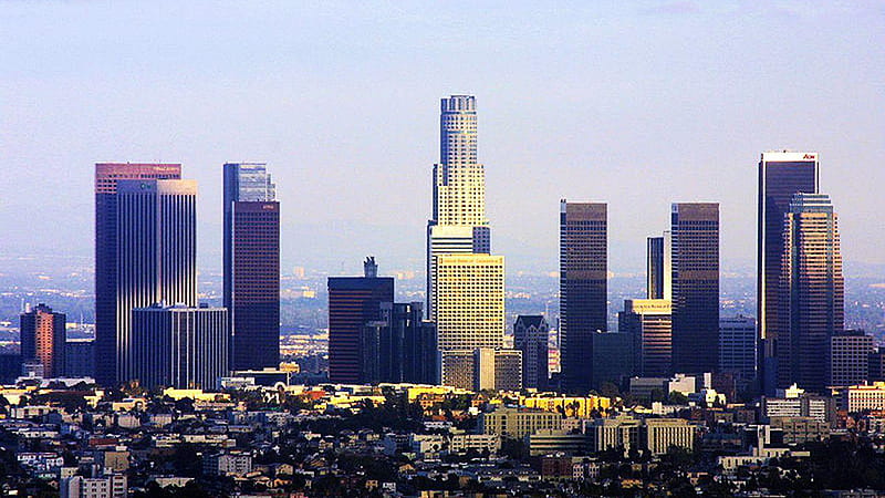 Dodgers Los Angeles City With High Rising Buildings Dodgers, HD wallpaper