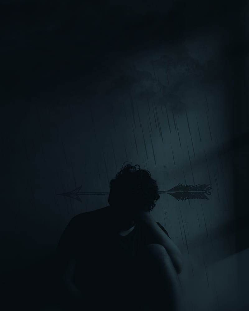 silhouette, arrow, loneliness, lonely, sadness, darkness, HD phone wallpaper