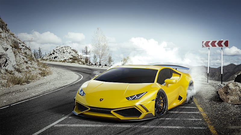 Yellow Lamborghini Huracan , lamborghini-huracan, lamborghini, carros, behance, HD wallpaper