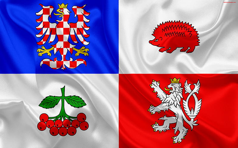 Flag of Vysocina Region, silk flag Vysocina symbols official symbols, flags of administrative units, Czech Republic, Vysocina Region, HD wallpaper