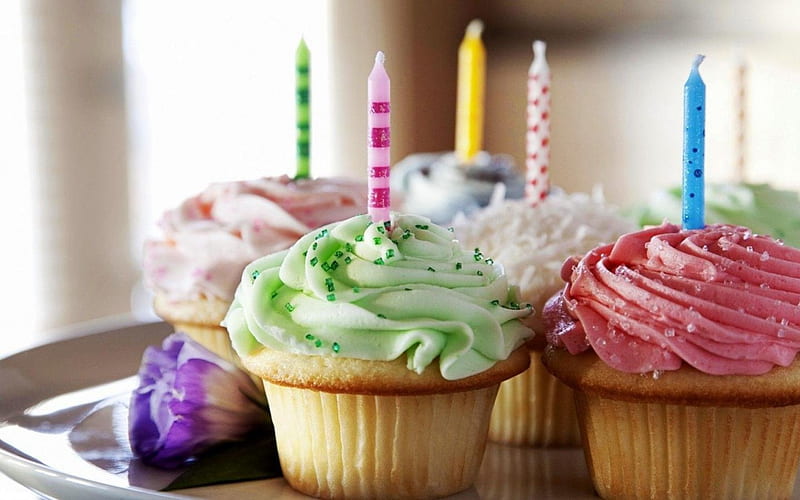 fancy birthday cupcake with candle