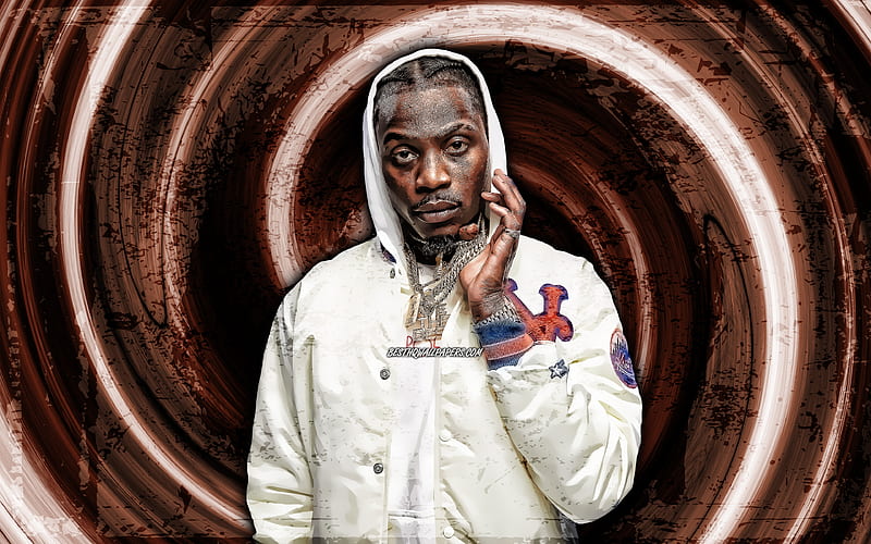 Flipp Dinero, brown grunge background, american rapper, music stars, vortex, Christopher Saint Victor, creative, Flipp Dinero, HD wallpaper