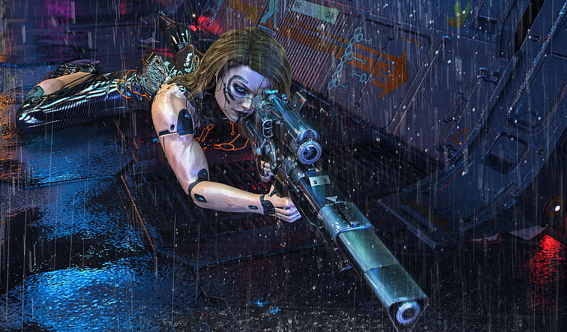 Cool Cyborg Sniper, HD wallpaper