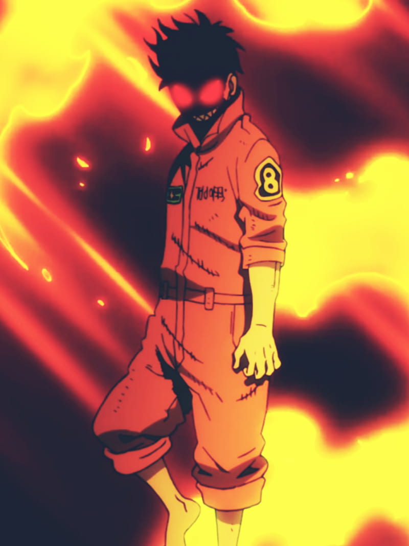 Shinra Kusakabe, anime, fire, fire force, force, kusukabe, HD phone wallpaper