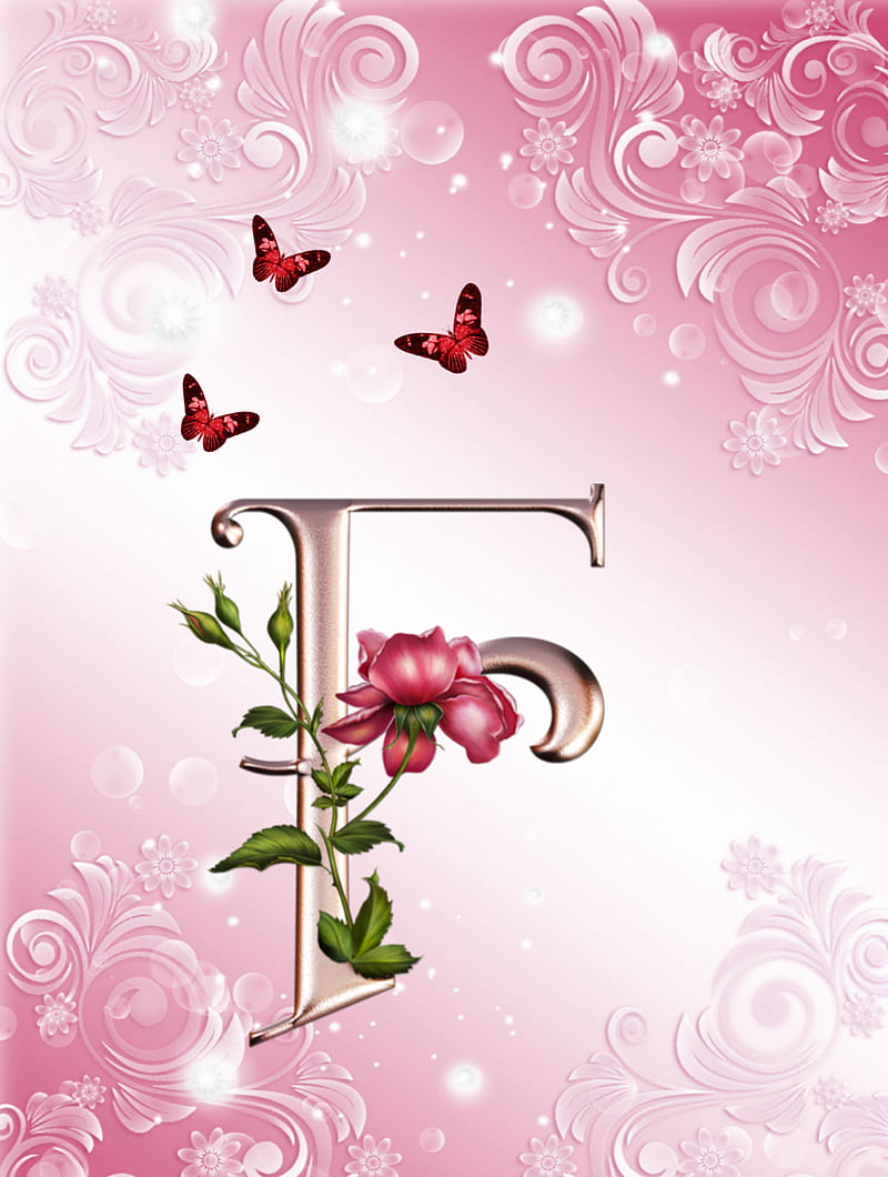 Letter F, abstract, alphabet, font, roses, HD phone wallpaper
