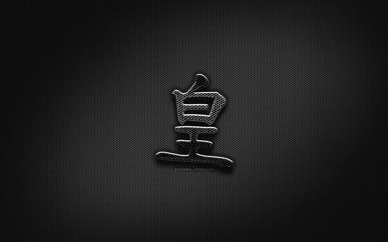 King Japanese character, metal hieroglyphs, Kanji, Japanese Symbol for King, black signs, King Kanji Symbol, Japanese hieroglyphs, metal background, King Japanese hieroglyph, HD wallpaper