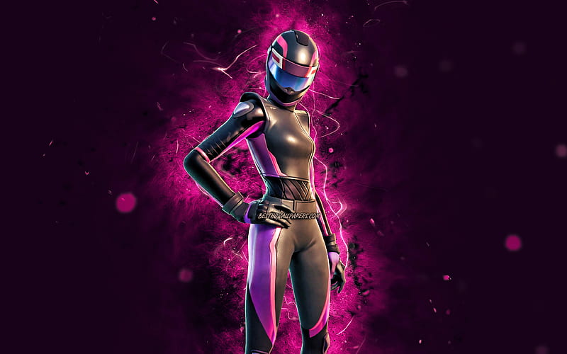 Pitstop purple neon lights, Fortnite Battle Royale, Fortnite characters, Pitstop Skin, Fortnite, Pitstop Fortnite, HD wallpaper
