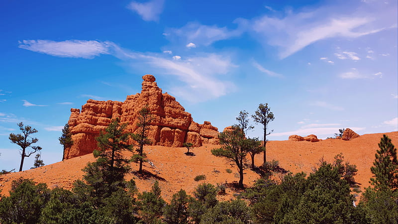 Red Canyon Dixie National Forest, Utah, mountain, sky, trees, usa, clouds, HD wallpaper