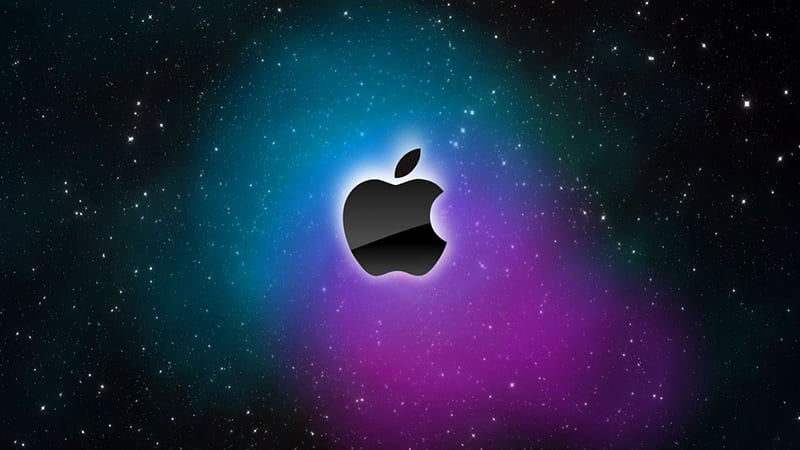 Apple space, apple, stars, colorful, amazing, mac, space, desenho, sign, bonito, universum, universe, computer, color, phone, HD wallpaper